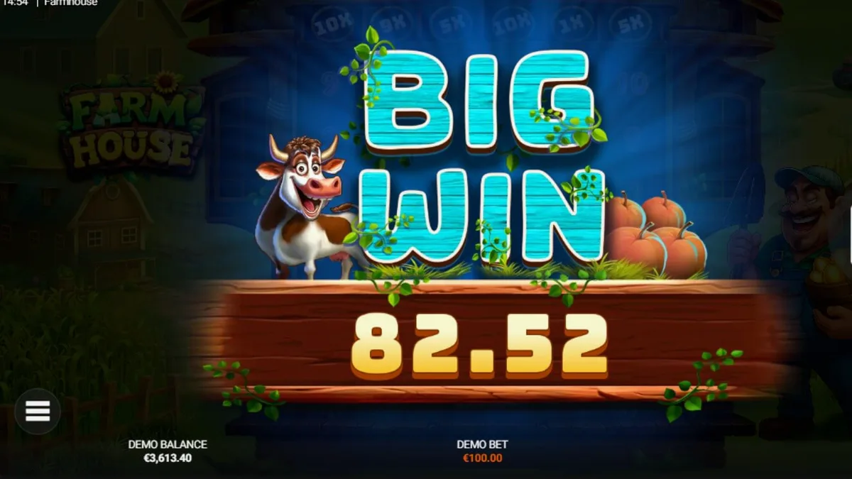 Tampilan visual slot Farm House dengan tema pedesaan yang misterius dan penuh aksi