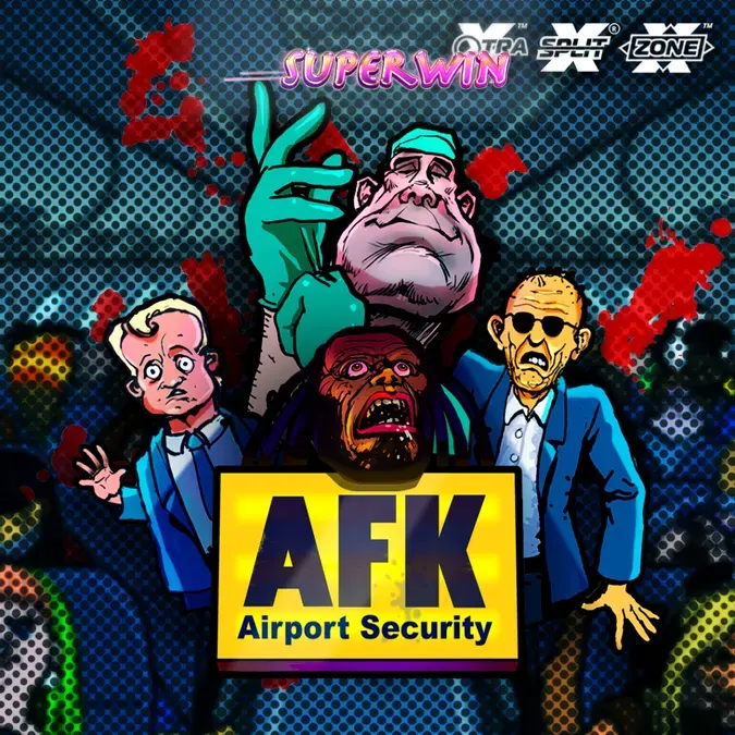 Tampilan visual slot AFK Airport Security dengan elemen kartun bandara.
